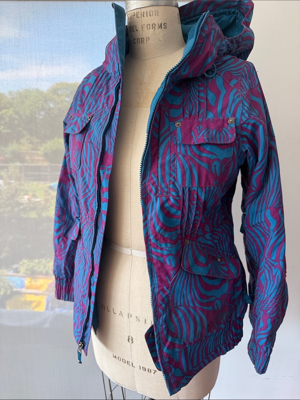 Burton Teal and Purple Printed Ski Jacket